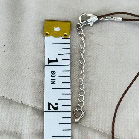 Snowflake Obsidian, round stone choker/necklace on brown cord w/lobster clasp - Picture 6 of 15